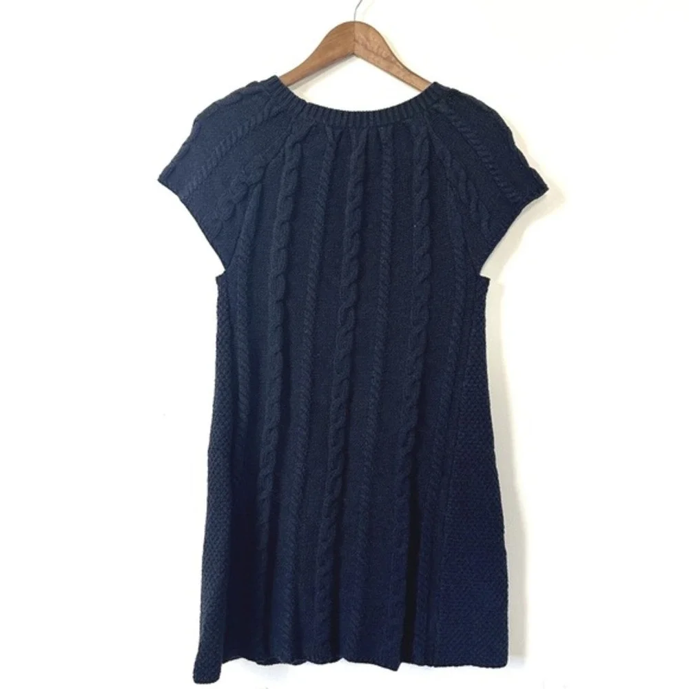 Navy Blue Cable Knit Sweater Dress Tunic Style &‎ Co Pockets XL Cozy Minimalist